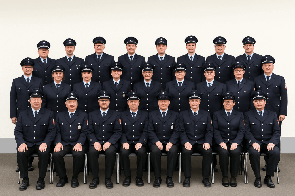 Foto mit Feuerwehrmännern in Ausgehuniform